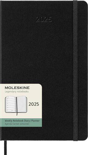 12 MONTHS 2025 LARGE BLACK HARD COVER PLANNER