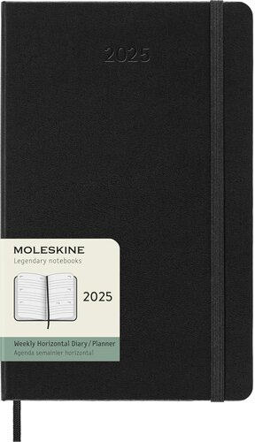 12 MONTHS 2025 WEEKLY HORIZONTAL LARGE BLACK HARD COVER PLANNER