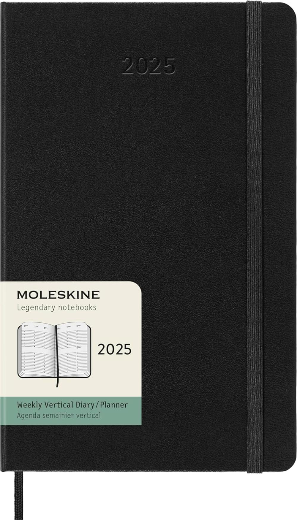 12 MONTHS 2025 WEEKLY VERTICAL LARGE BLACK HARD PLANNER